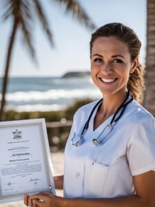 Nurse holding certification